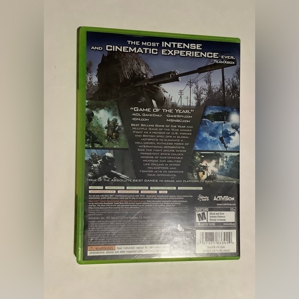 Call of Duty 4: Modern Warfare - Xbox 360 Game (Green) - Picture 2 of 3